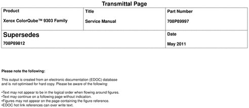 Product picture Xerox Colorqube 9303 Service Manual