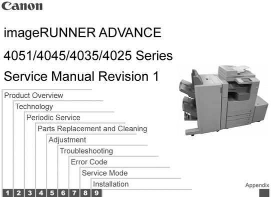 Product picture Canon imageRUNNER ADVANCE 4000 Series Service Manual