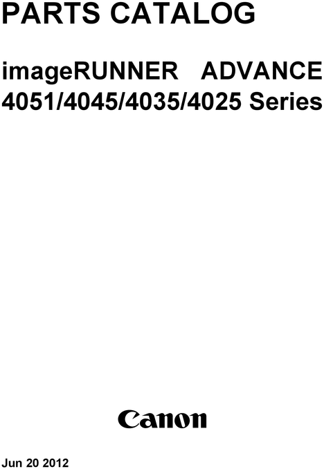 Product picture Canon imageRUNNER 4000 Series Parts Manual