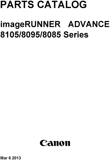 Product picture Canon imageRUNNER ADVANCE 8000 PRO Parts Manual