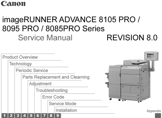 Product picture imageRUNNER ADVANCE 8000 PRO Series Service Manual
